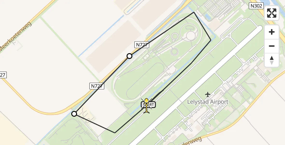 Routekaart van de vlucht: Politieheli naar Lelystad Airport, Talingweg