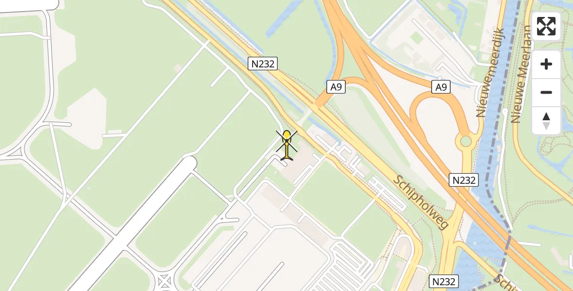 Routekaart van de vlucht: Politieheli naar Schiphol