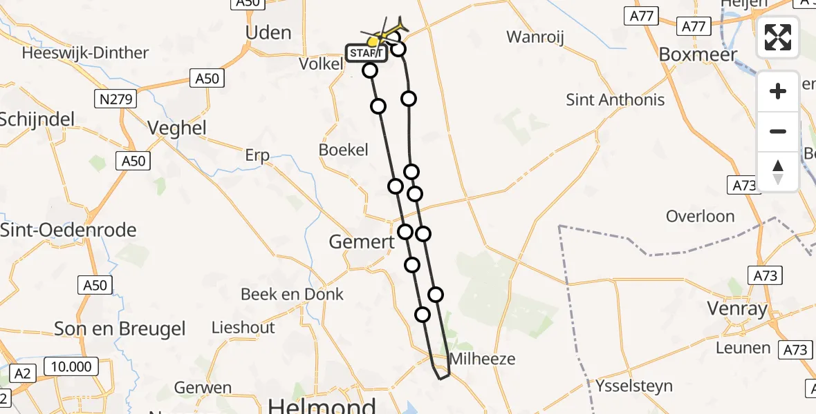 Routekaart van de vlucht: Lifeliner 3 naar Vliegbasis Volkel, Nieuwedijk
