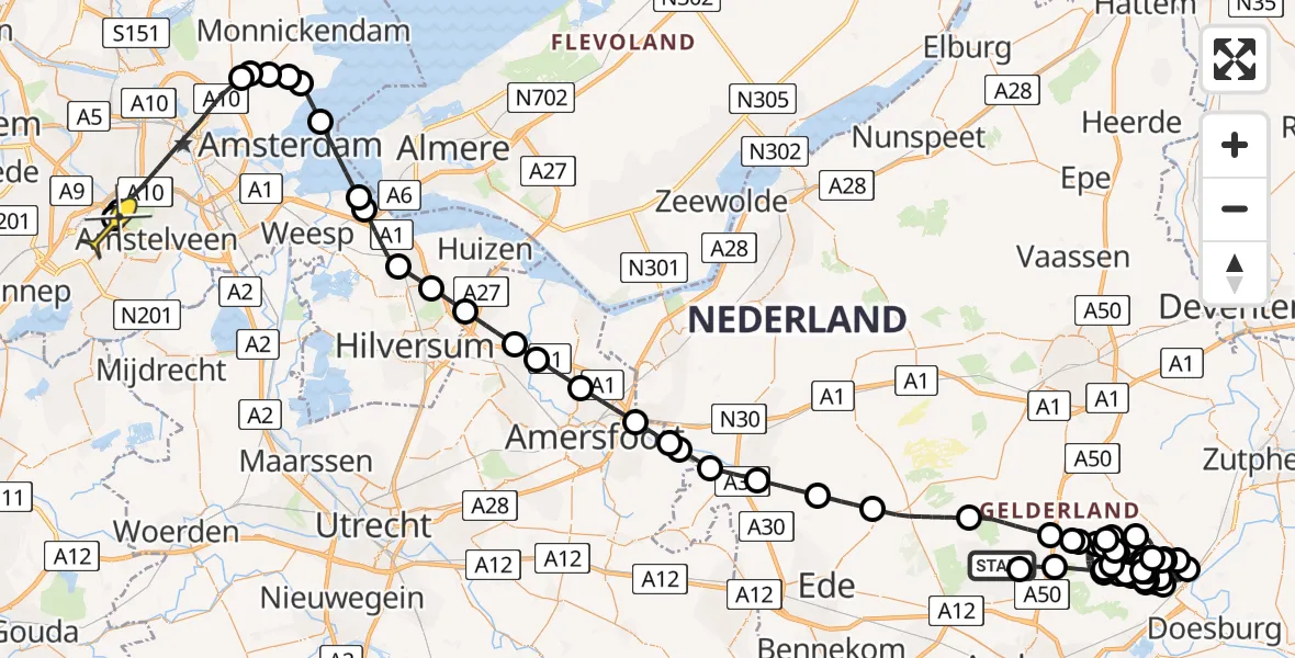 Routekaart van de vlucht: Politieheli naar Schiphol, Thermiekstraat