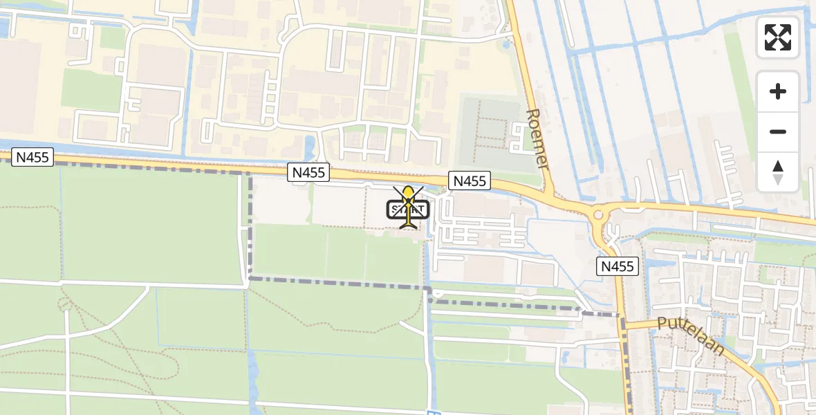 Routekaart van de vlucht: Lifeliner 2 naar Boskoop, Hoogeveenseweg