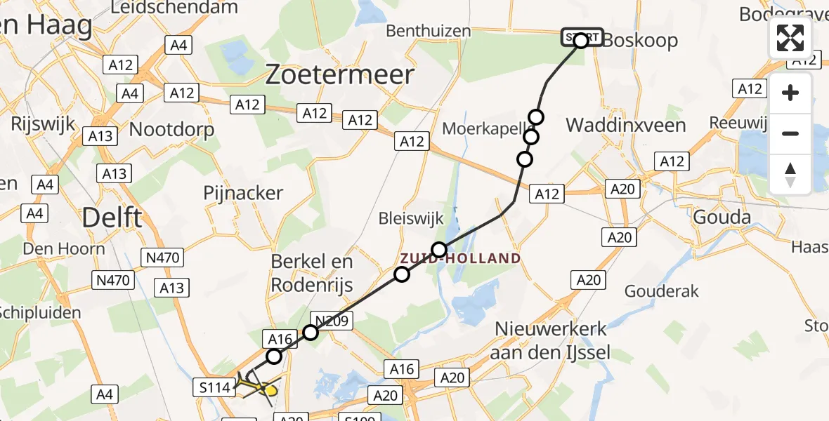 Routekaart van de vlucht: Lifeliner 2 naar Rotterdam The Hague Airport, Brandenburgbaan