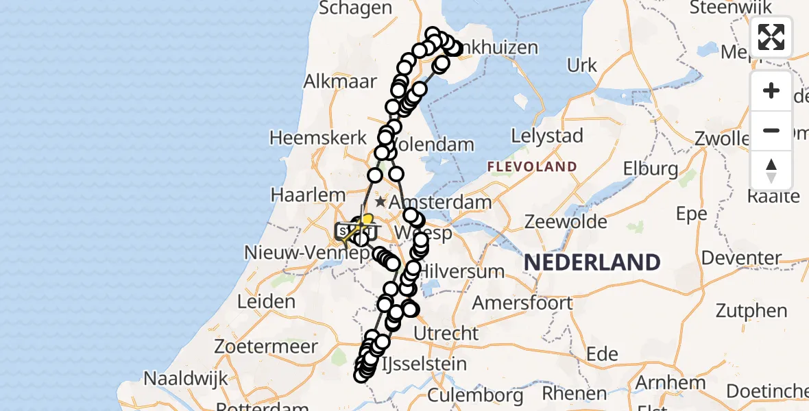 Routekaart van de vlucht: Politiehelikopter naar Schiphol, Loevesteinse Randweg