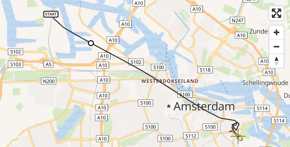 Routekaart van de vlucht: Lifeliner 1 naar Amsterdam, Sumatraplantsoen