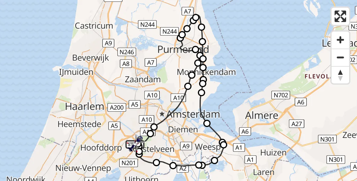 Vluchtroute Politiehelikopter Schiphol - Schiphol, 12 december 2025, 10:48