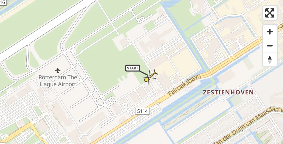 Routekaart van de vlucht: Lifeliner 2 naar Rotterdam The Hague Airport, Brandenburgbaan