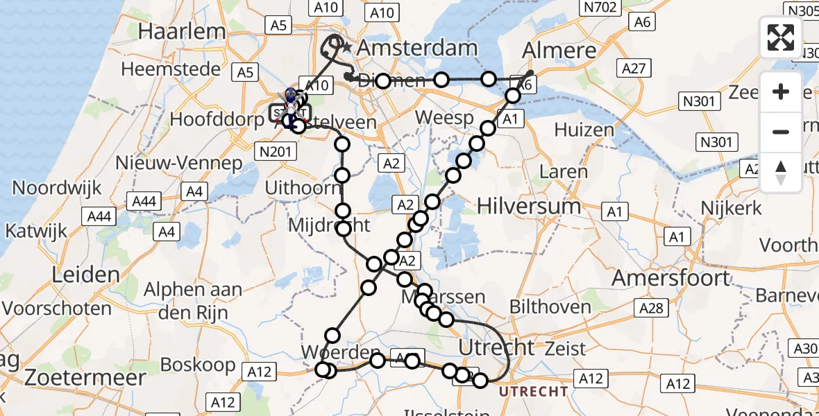 Vluchtroute Politiehelikopter Schiphol - Schiphol, 12 december 2025, 14:28