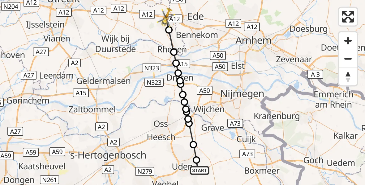 Routekaart van de vlucht: Lifeliner 3 naar Veenendaal, Zeelandsedijk