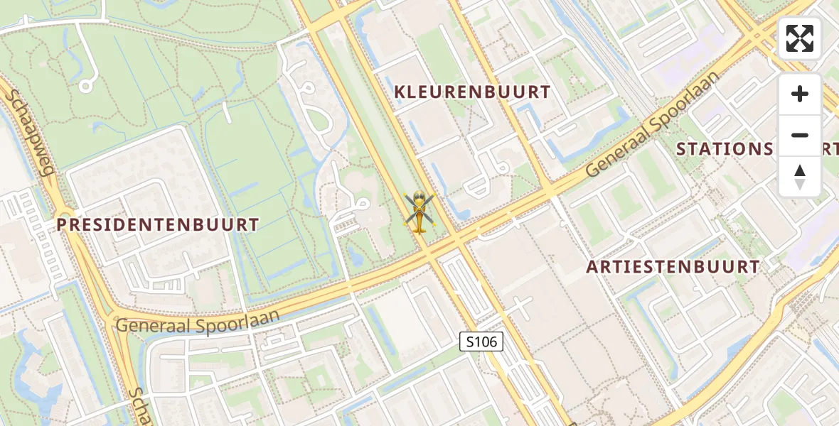 Vluchtroute Traumahelikopter van Rijswijk naar Rijswijk