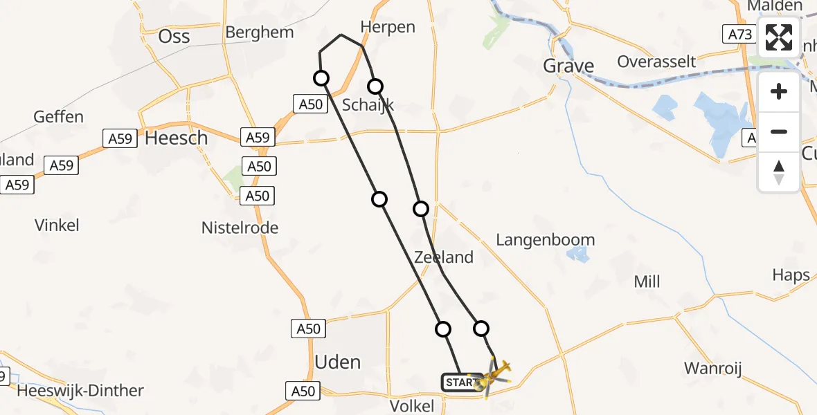 Vluchtroute Traumahelikopter Vliegbasis Volkel - Vliegbasis Volkel, 12 december 2025, 16:48
