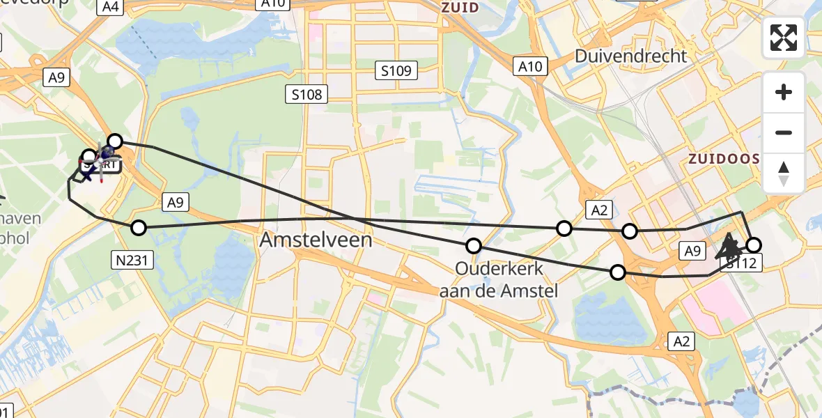 Vluchtroute Politiehelikopter Schiphol - Schiphol, 12 december 2025, 20:05