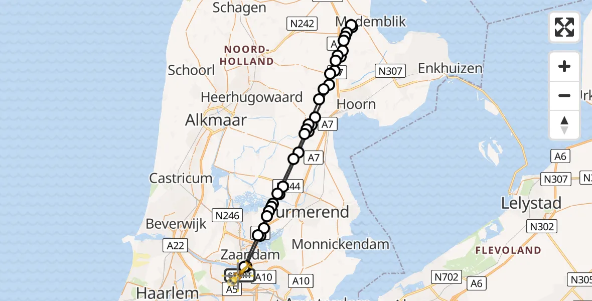 Vluchtroute Traumahelikopter Amsterdam Heliport - Amsterdam Heliport, 12 december 2025, 22:07
