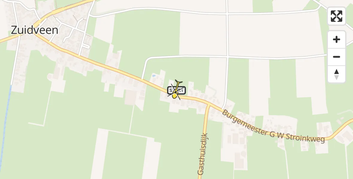 Routekaart van de vlucht: Lifeliner 4 naar Zuidveen, Burgemeester G W Stroinkweg