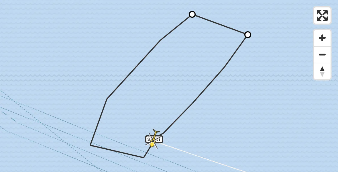 Routekaart van de vlucht: Politieheli naar Hoek van Holland, Maasgeul