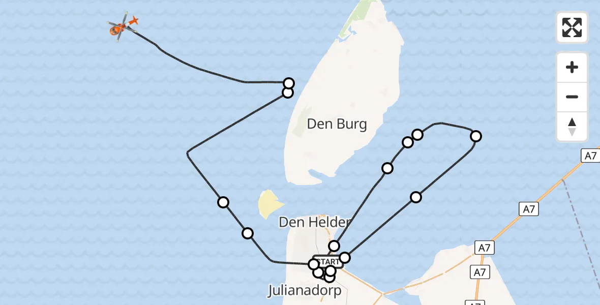 Vluchtroute Kustwachthelikopter Vliegveld De Kooy - , 13 december 2025, 09:13