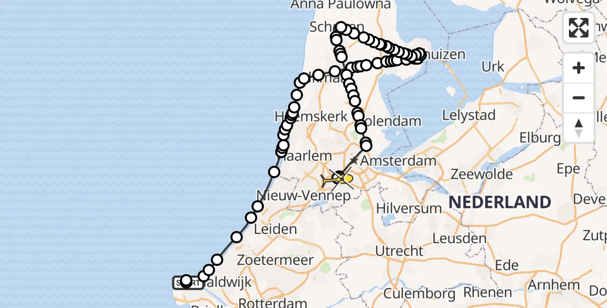 Routekaart van de vlucht: Politieheli naar Schiphol, Thermiekstraat