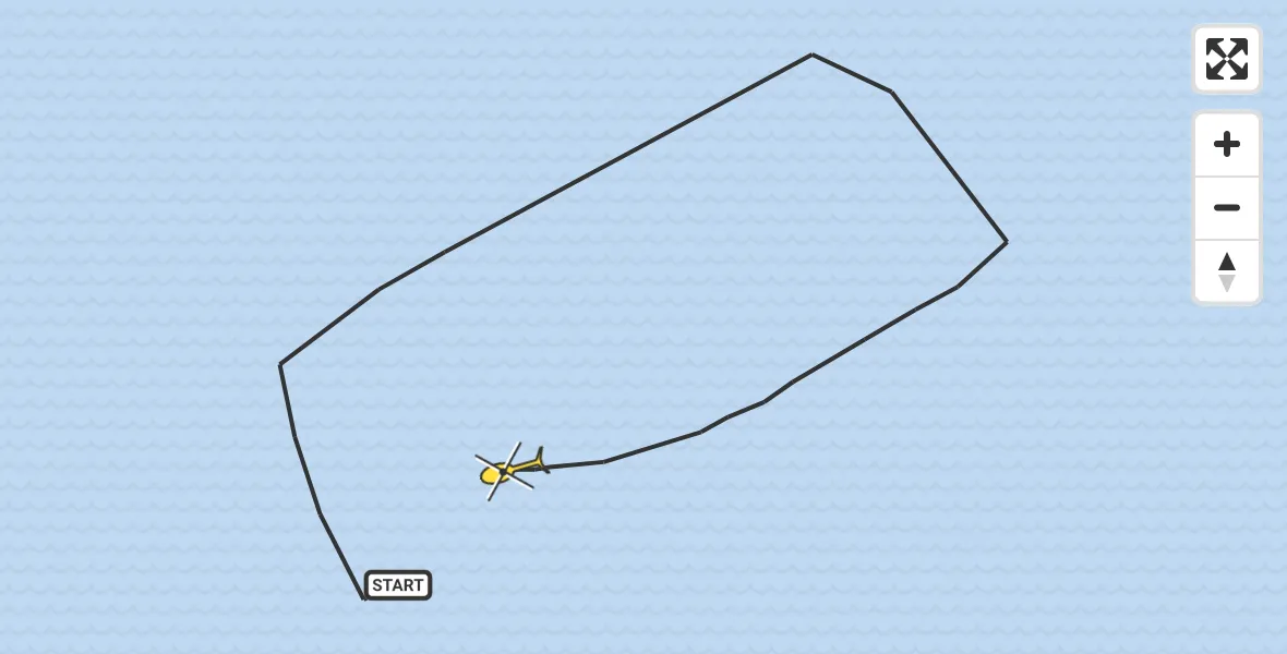 Routekaart van de vlucht: Kustwachthelikopter naar 