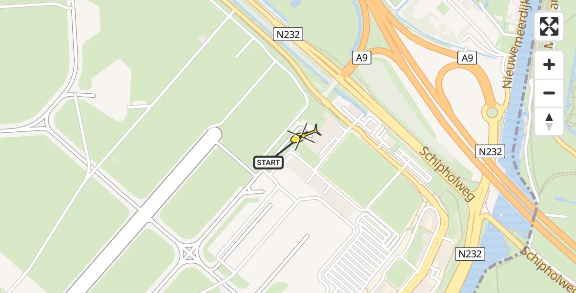 Routekaart van de vlucht: Politieheli naar Schiphol, Walaardt Sacréstraat