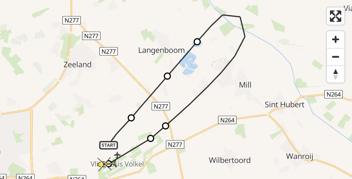Routekaart van de vlucht: Lifeliner 3 naar Vliegbasis Volkel, Zeelandsedijk