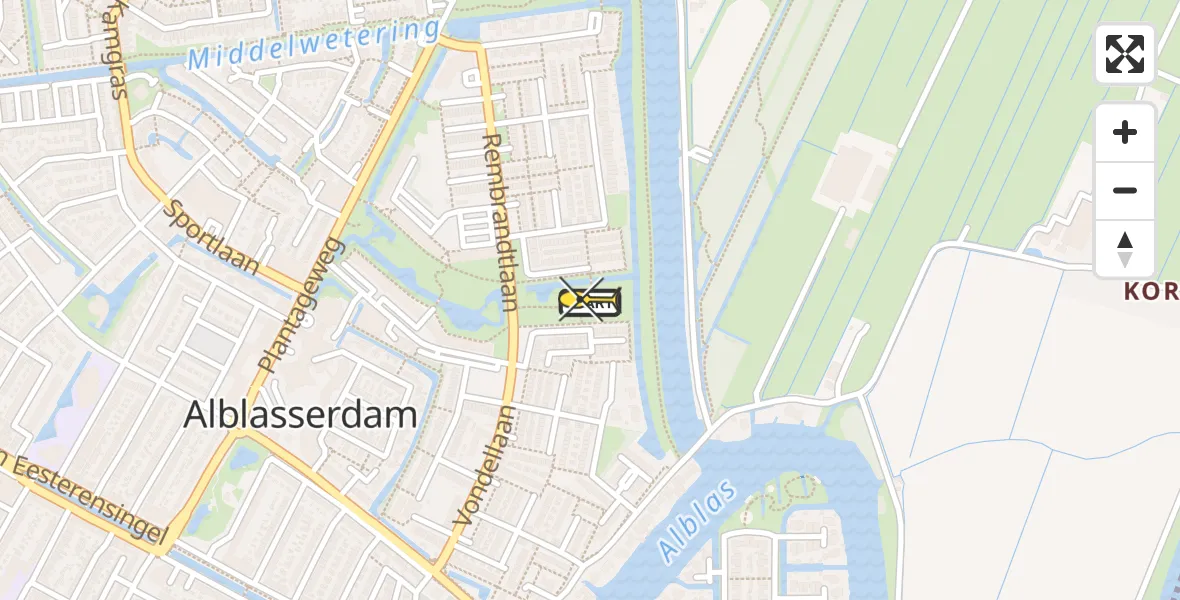 Routekaart van de vlucht: Politieheli naar Alblasserdam, Roemer Visscherstraat