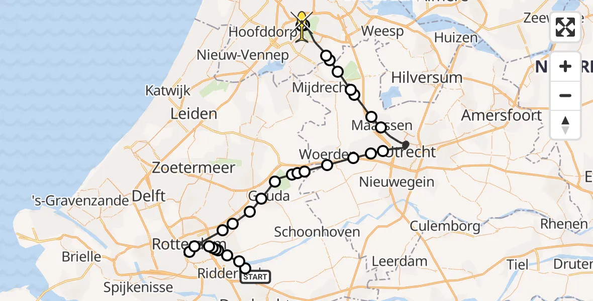Routekaart van de vlucht: Politieheli naar Schiphol, Thermiekstraat