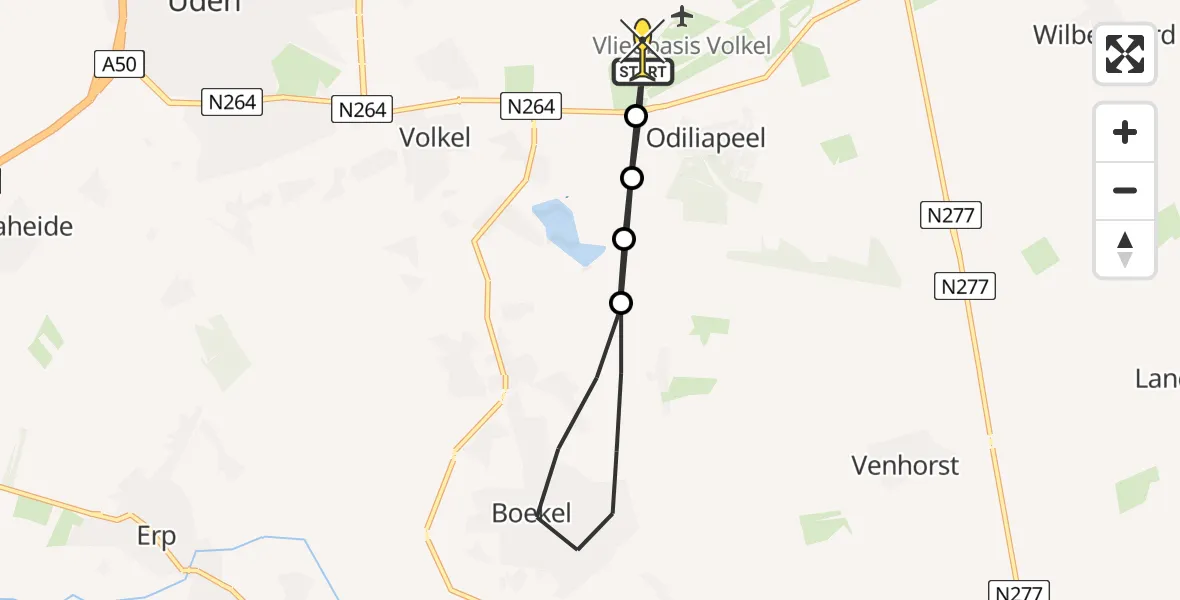 Routekaart van de vlucht: Lifeliner 3 naar Vliegbasis Volkel, Zeelandsedijk