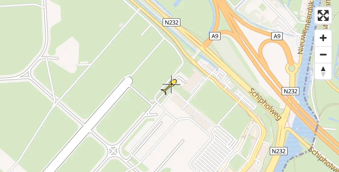 Routekaart van de vlucht: Politieheli naar Schiphol