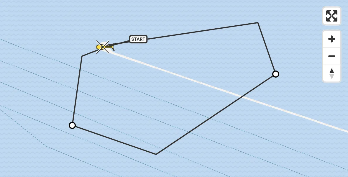 Routekaart van de vlucht: Politieheli naar Hoek van Holland, Maasgeul