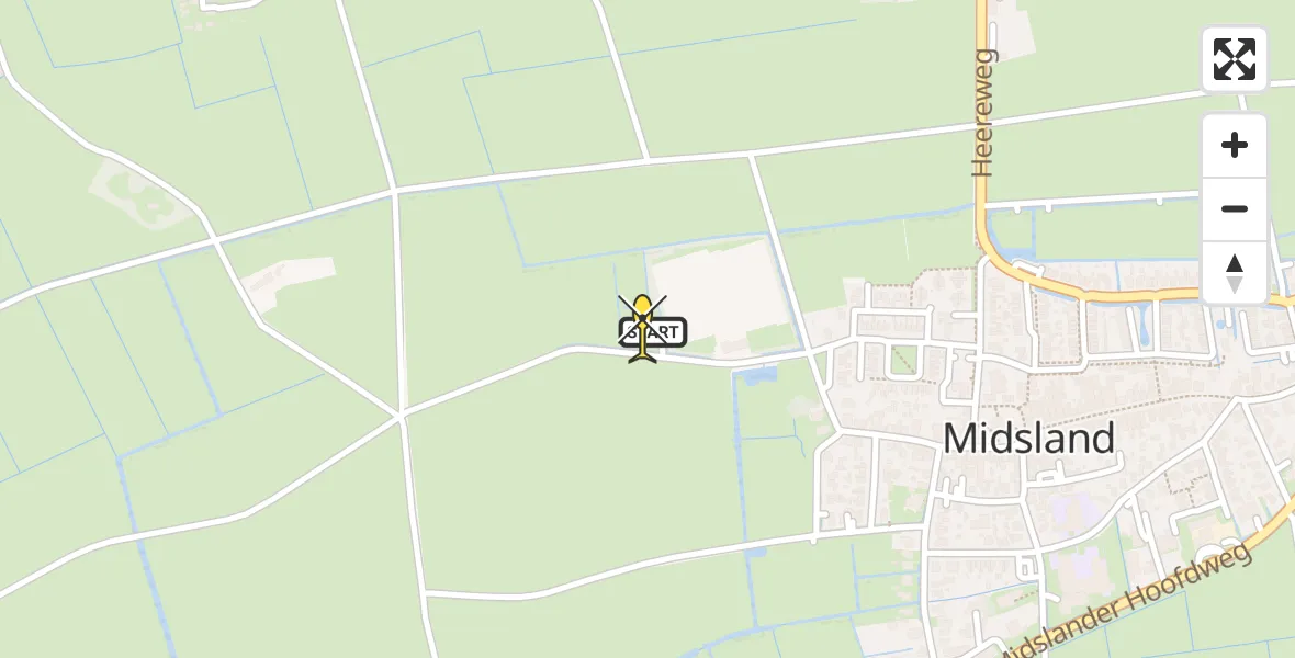 Routekaart van de vlucht: Ambulancehelikopter naar Midsland, Kallandspad