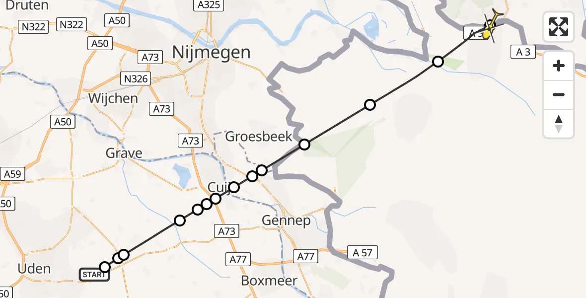 Routekaart van de vlucht: Lifeliner 3 naar 's-Heerenberg, De Immenhorst