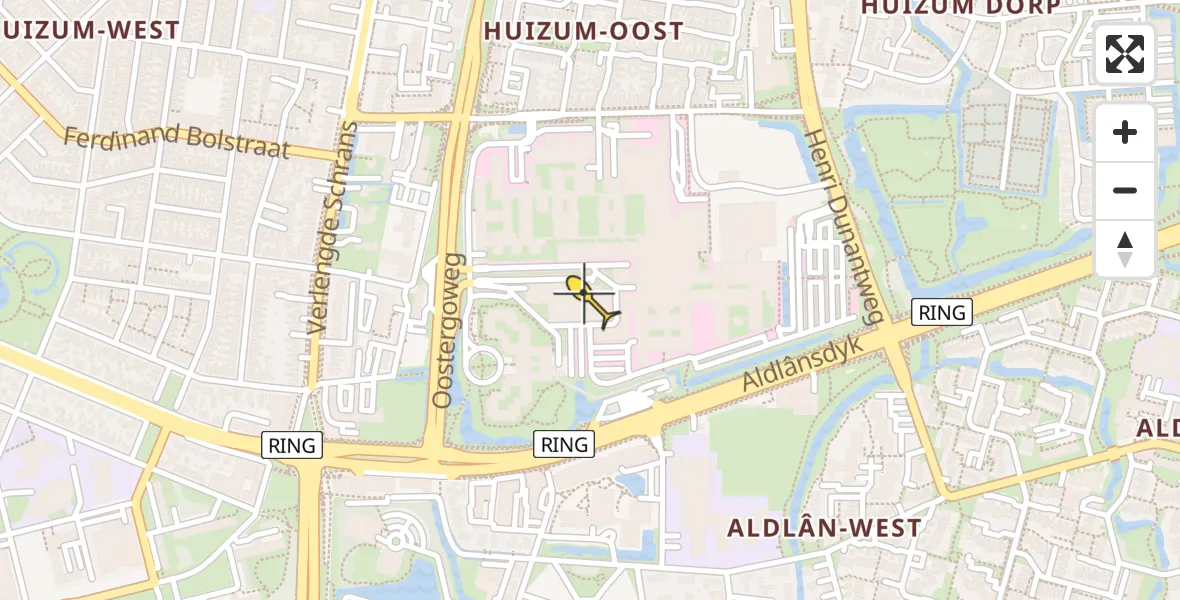 Routekaart van de vlucht: Ambulancehelikopter naar Leeuwarden