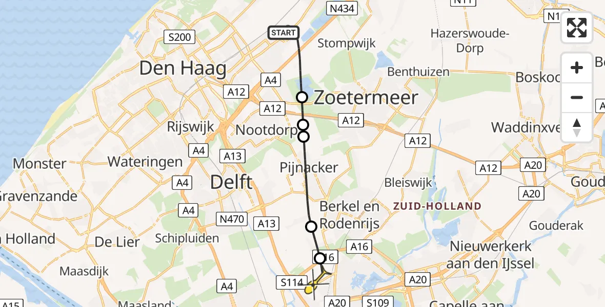 Routekaart van de vlucht: Lifeliner 2 naar Rotterdam The Hague Airport, Brandenburgbaan