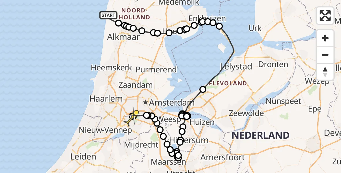 Routekaart van de vlucht: Politiehelikopter naar Schiphol, Thermiekstraat