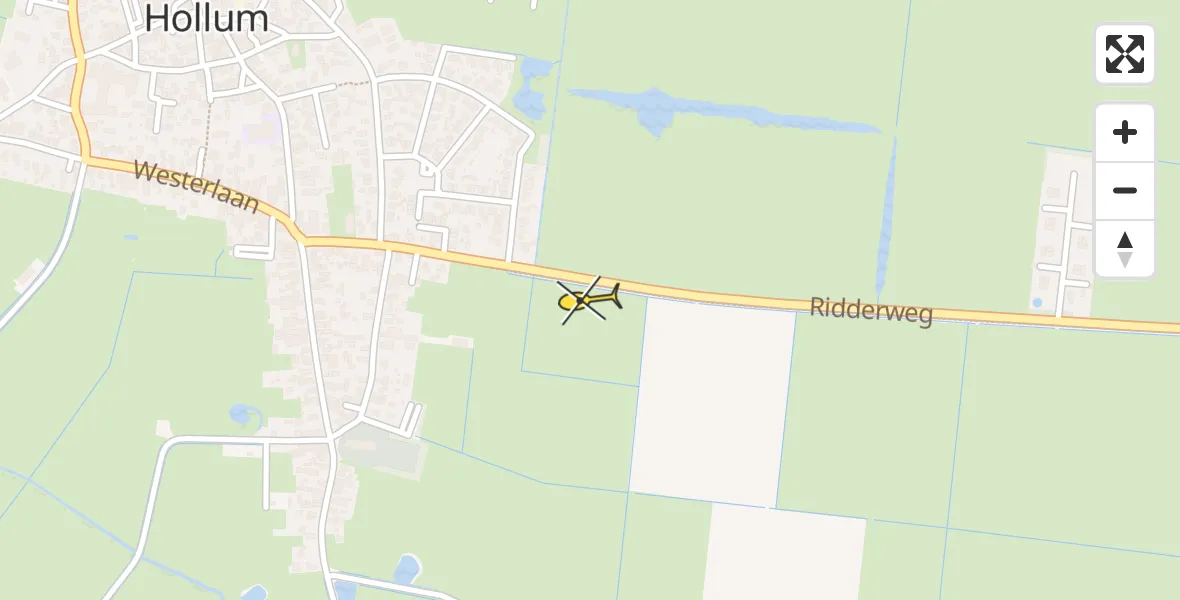 Routekaart van de vlucht: Ambulanceheli naar Hollum