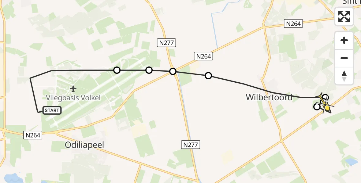 Routekaart van de vlucht: Lifeliner 3 naar Wanroij, Moorweg