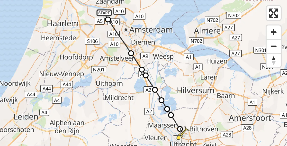 Routekaart van de vlucht: Lifeliner 1 naar Utrecht, Karpathosdreef