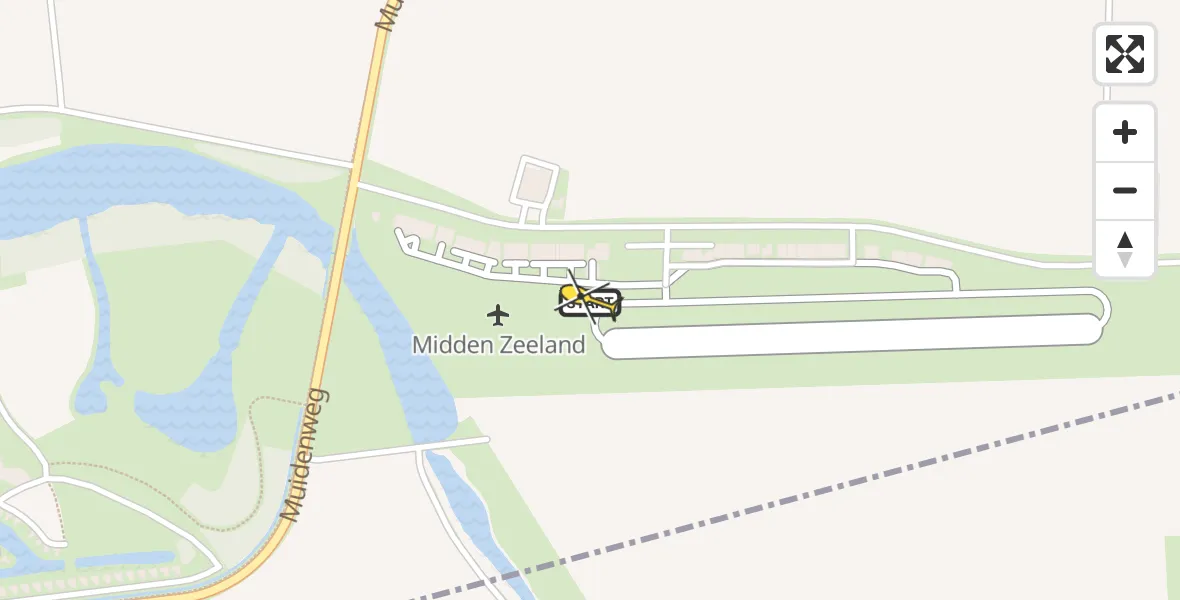 Routekaart van de vlucht: Kustwachthelikopter naar Vliegveld Midden-Zeeland, Calandweg