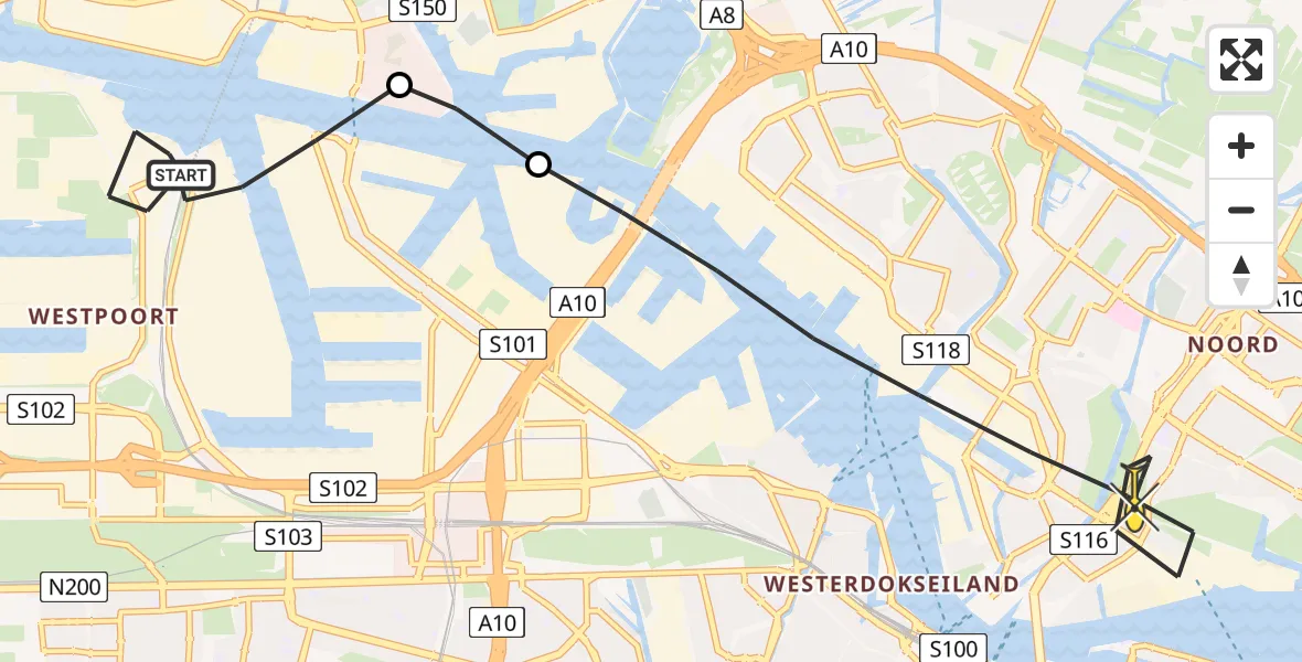 Routekaart van de vlucht: Lifeliner 1 naar Amsterdam, Noorderpark
