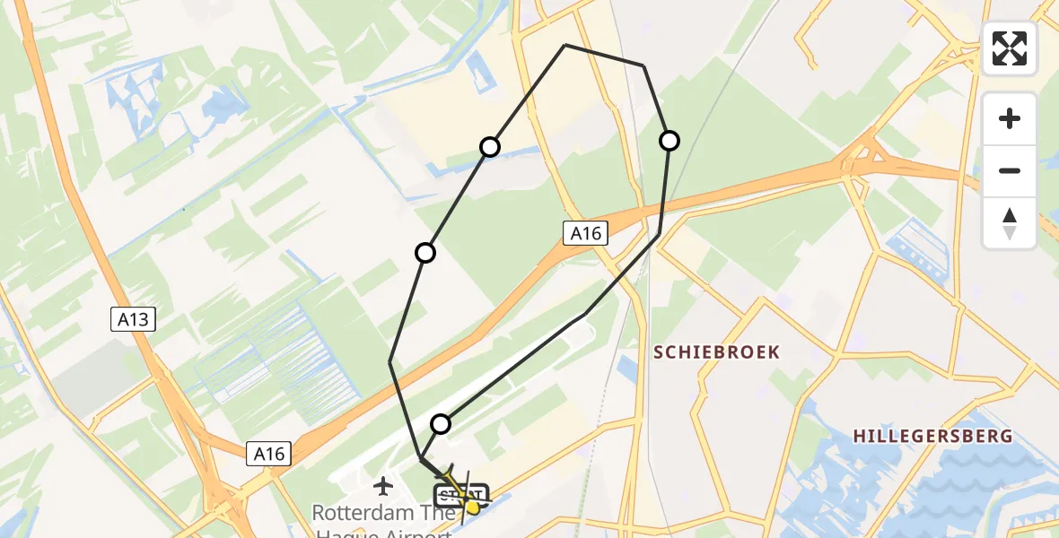 Routekaart van de vlucht: Lifeliner 2 naar Rotterdam The Hague Airport, Brandenburgbaan