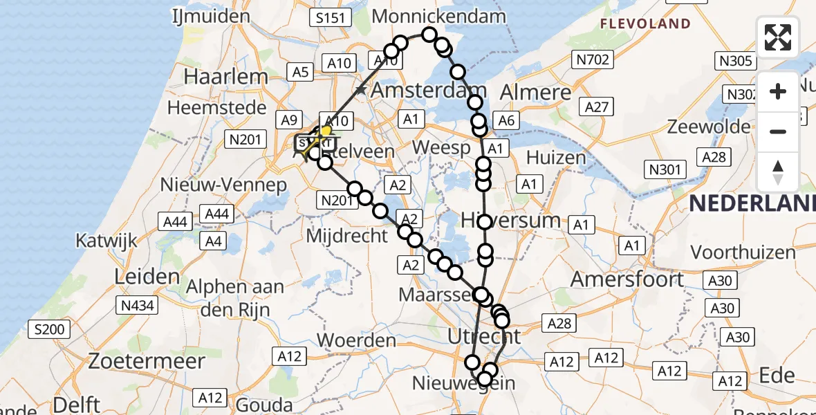 Routekaart van de vlucht: Politiehelikopter naar Schiphol, Thermiekstraat