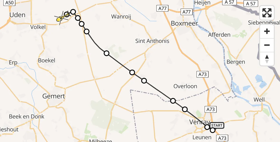 Routekaart van de vlucht: Lifeliner 3 naar Vliegbasis Volkel, Nieuwedijk