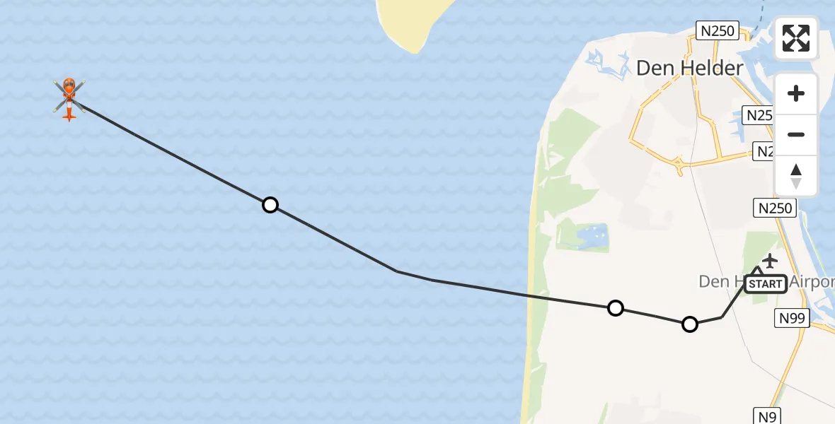Vluchtroute Kustwachthelikopter Vliegveld De Kooy - , 14 december 2025, 15:36