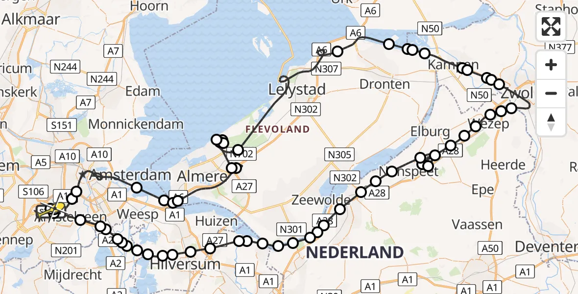 Routekaart van de vlucht: Politieheli naar Schiphol, Thermiekstraat
