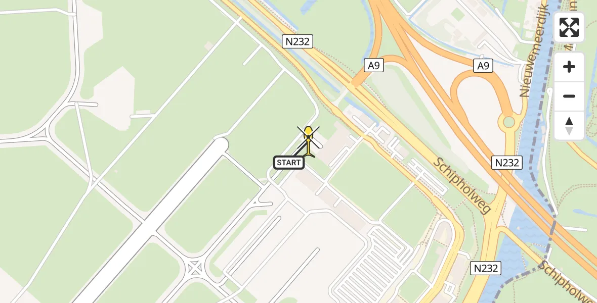 Routekaart van de vlucht: Politieheli naar Schiphol, Loevesteinse Randweg