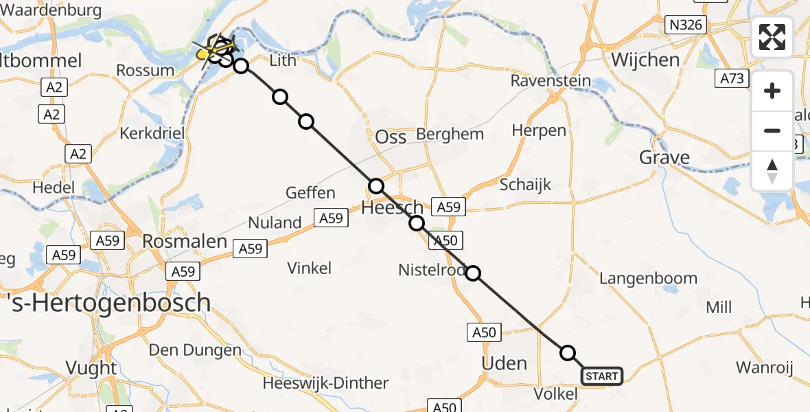 Routekaart van de vlucht: Lifeliner 3 naar Heerewaarden, Hogestraat
