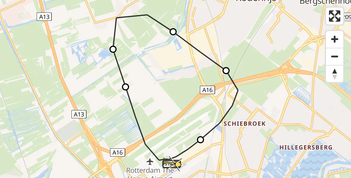Routekaart van de vlucht: Lifeliner 2 naar Rotterdam The Hague Airport, Brandenburgbaan