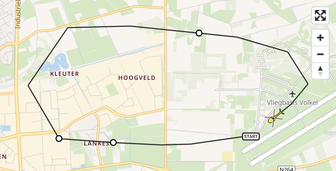Routekaart van de vlucht: Lifeliner 3 naar Vliegbasis Volkel, Zeelandsedijk