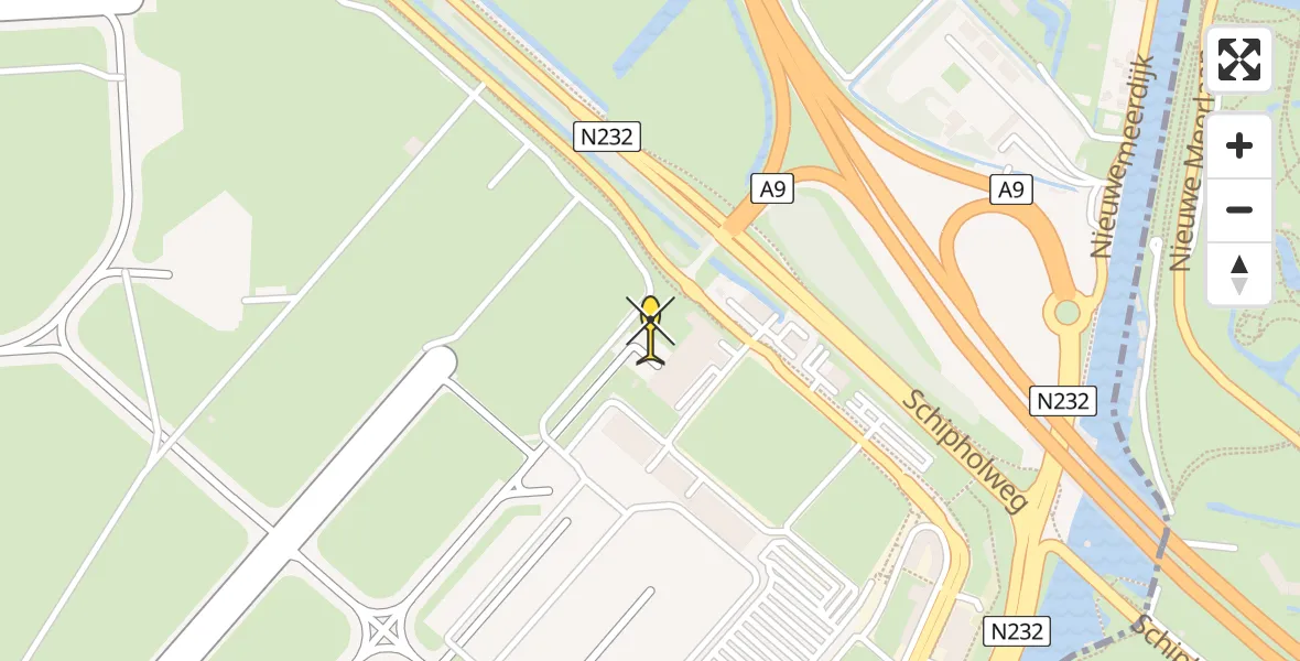 Routekaart van de vlucht: Politiehelikopter naar Schiphol