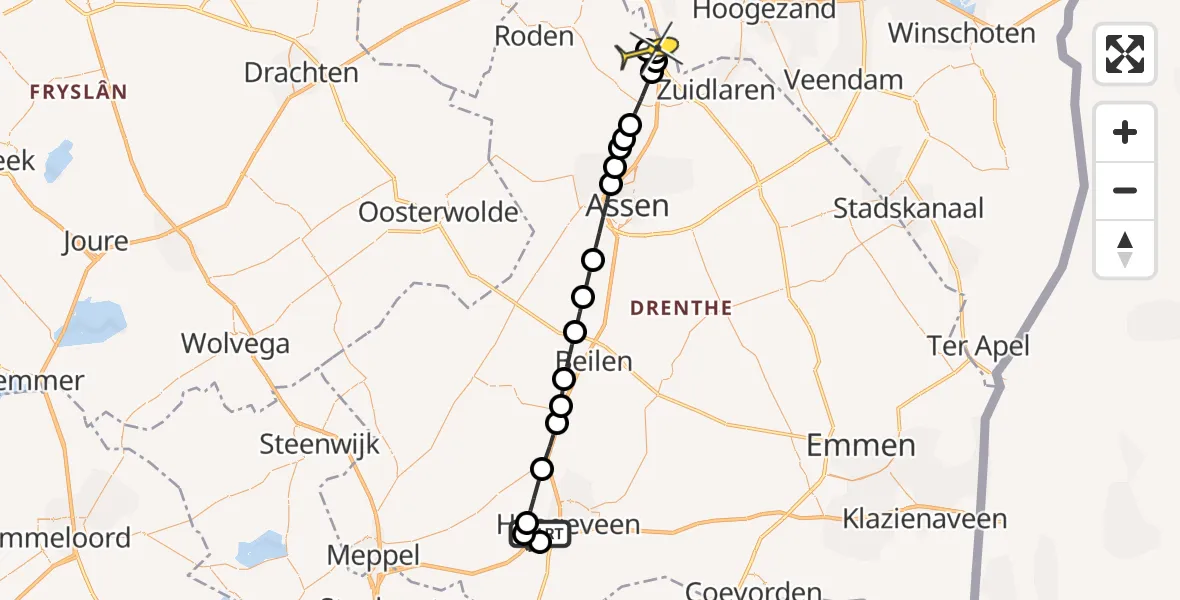 Routekaart van de vlucht: Lifeliner 4 naar Groningen Airport Eelde, Machlaan