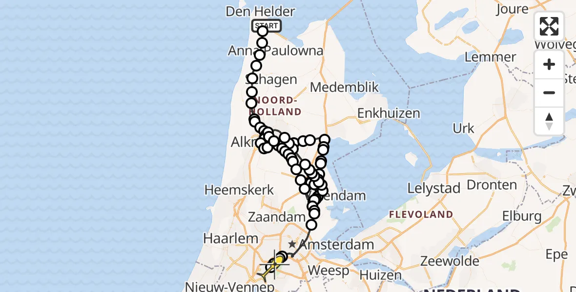 Routekaart van de vlucht: Politiehelikopter naar Schiphol, Loevesteinse Randweg